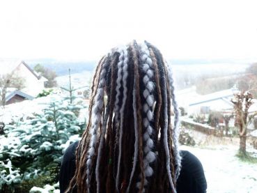 Synthetic dreads single-end 14 pcs. (black-grey)